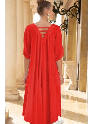 Сукня з мереживною вставкою та кишенями 5070-F-red-C